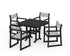 POLYWOOD EDGE Sling Arm Chair 5-Piece Farmhouse Dining Set in Black / Birch