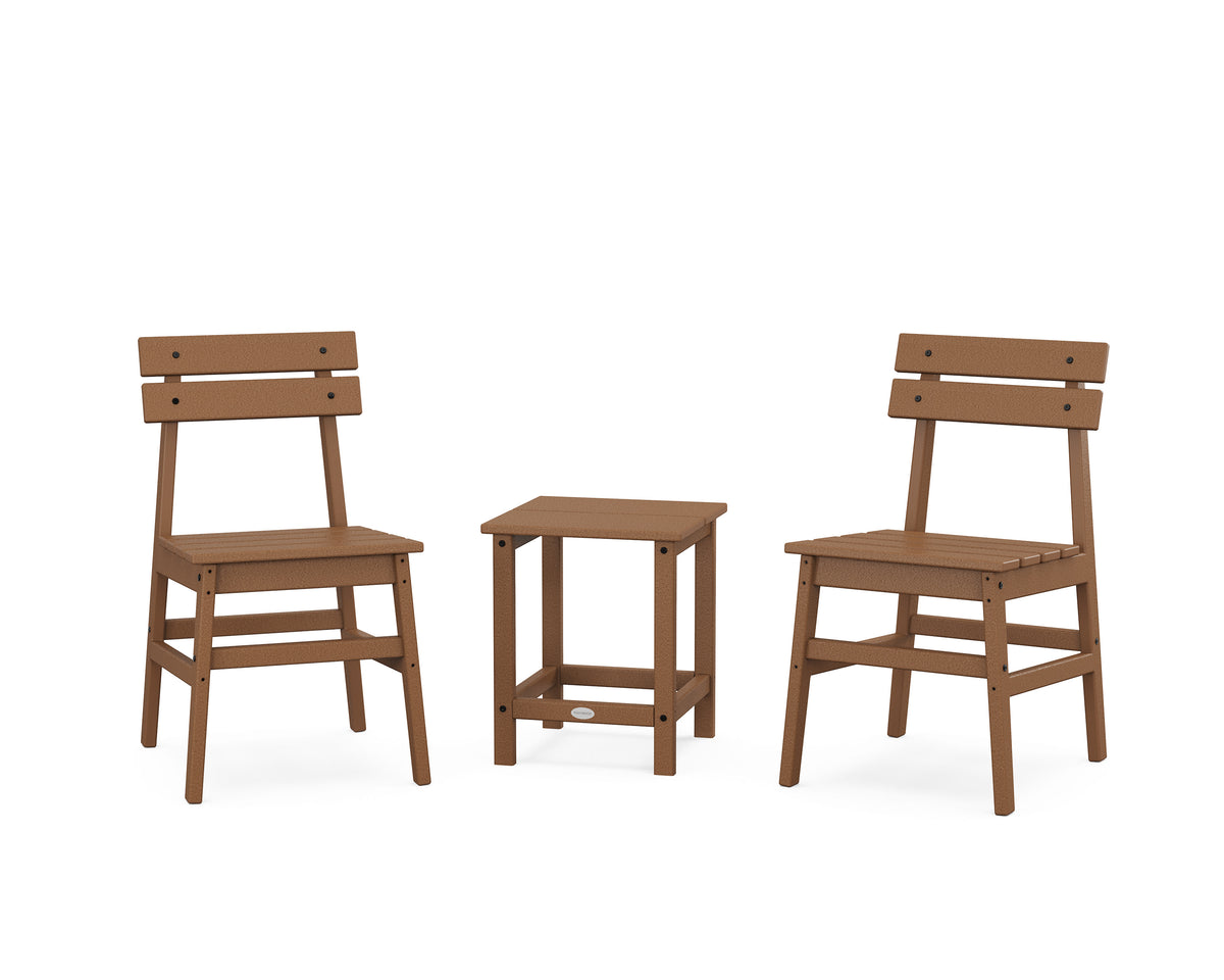 POLYWOOD Modern Studio Plaza Chair 3-Piece Seating Set in Teak