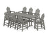 POLYWOOD Long Island 9-Piece Farmhouse Counter Set with Trestle Legs in Slate Grey