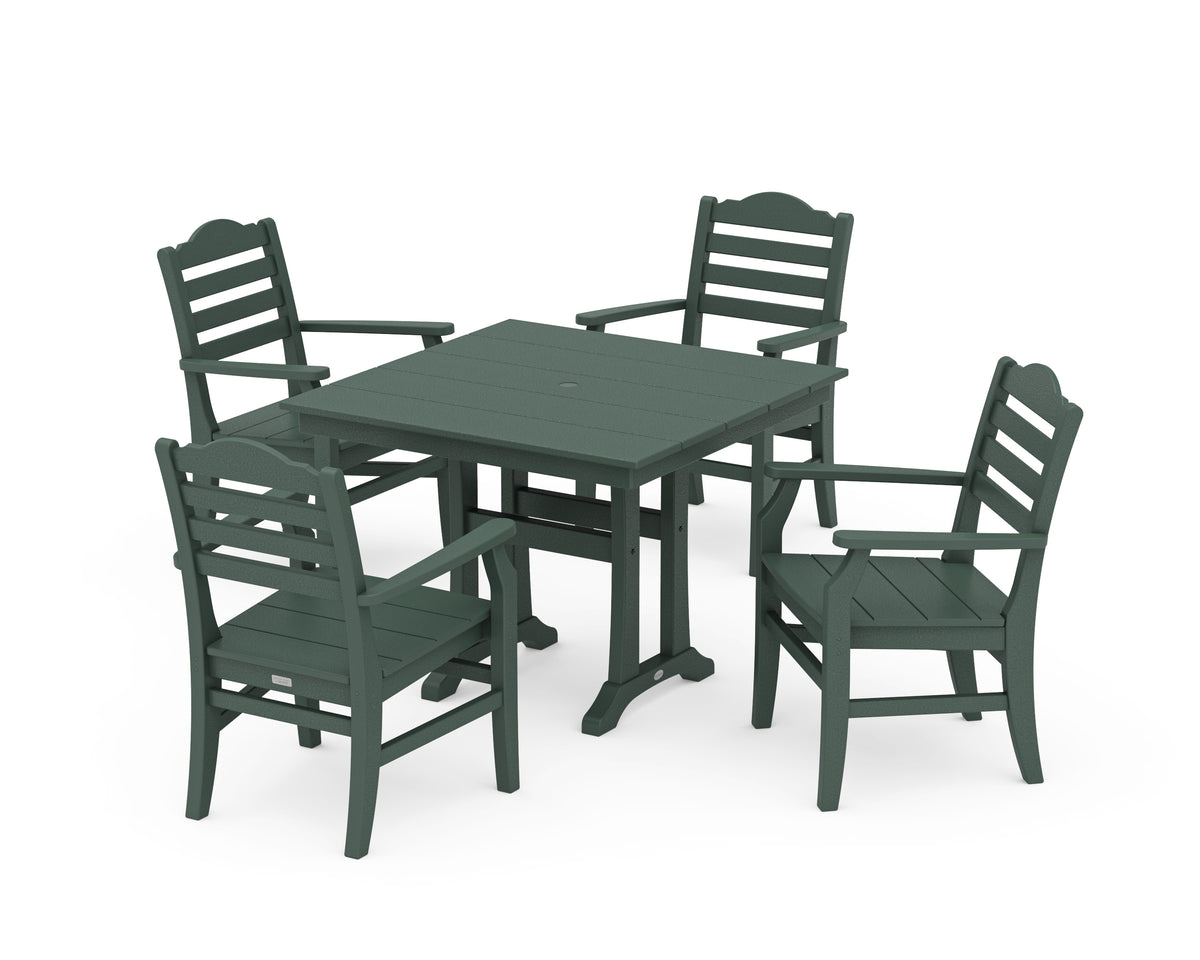 POLYWOOD Savannah 5-Piece Farmhouse Dining Set with Trestle Legs in Green