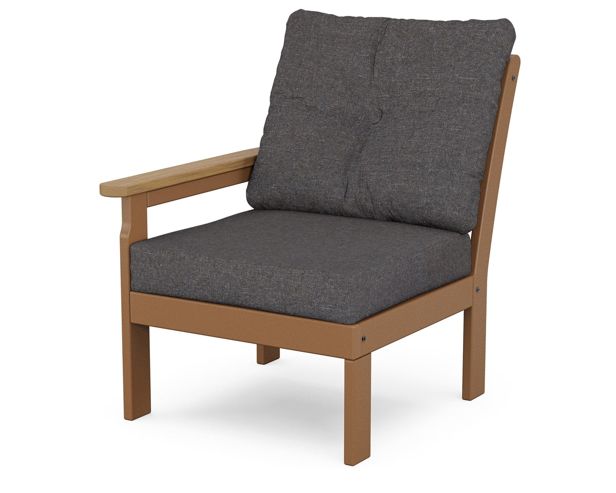 POLYWOOD Vineyard Modular Left Arm Chair in Teak / Natural / Ash Charcoal