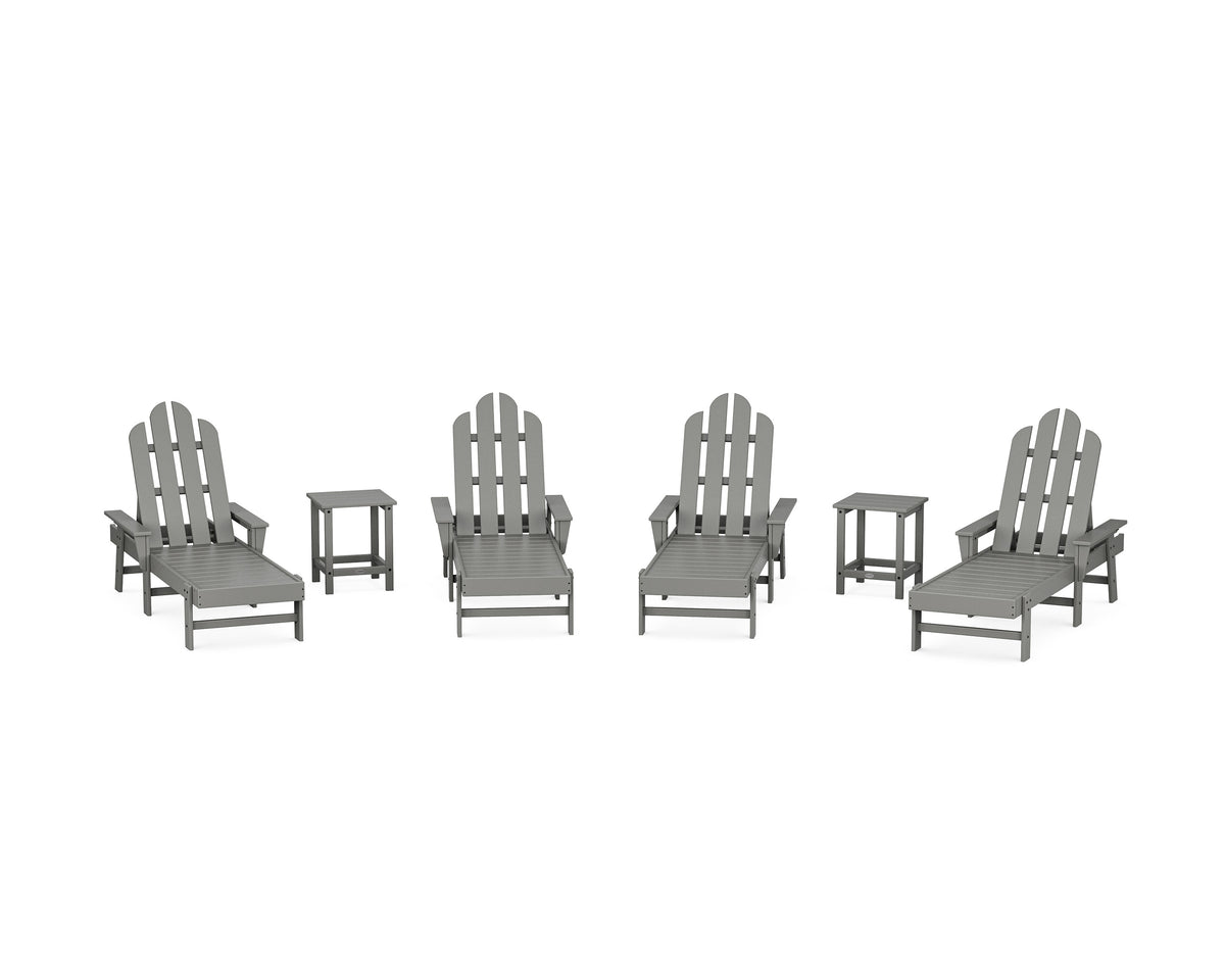 POLYWOOD Long Island Chaise 6-Piece Set in Slate Grey