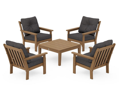 POLYWOOD Vineyard 5-Piece Deep Seating Conversation Set in Natural / Ash Charcoal