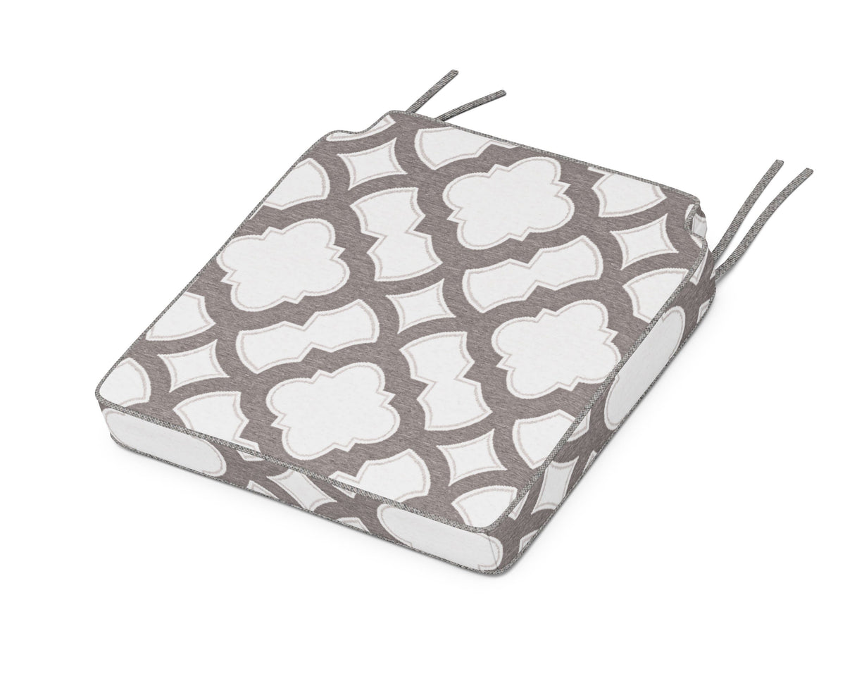POLYWOOD Acadia Dining Side Seat Cushion in Trellis Grey Mist