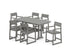 POLYWOOD EDGE Arm Chair 7-Piece Farmhouse Counter Set with Trestle Legs in Slate Grey
