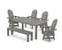 POLYWOOD Vineyard Curveback Adirondack 6-Piece Parsons Swivel Dining Set with Bench in Slate Grey