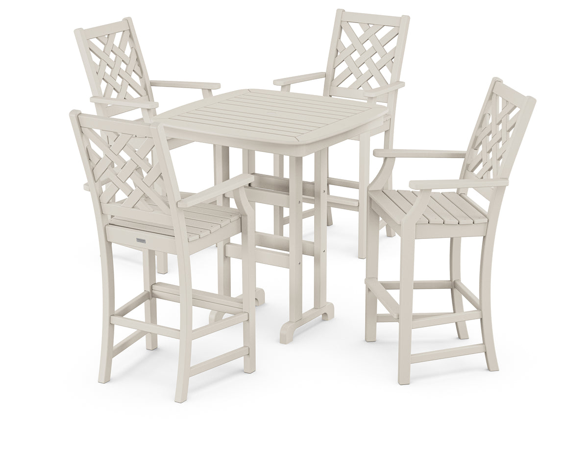 POLYWOOD Country Living Wovendale 5-Piece Bar Set in Sand