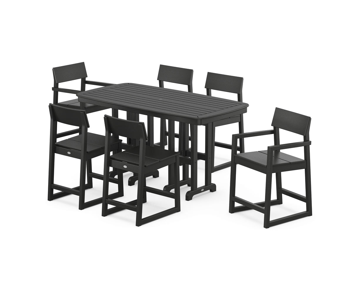 POLYWOOD EDGE 7-Piece Counter Set in Black