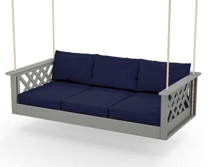 POLYWOOD Wovendale Daybed Swing in Slate Grey / Navy
