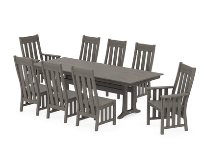 POLYWOOD Acadia 9-Piece Farmhouse Dining Set with Trestle Legs in Driftwood