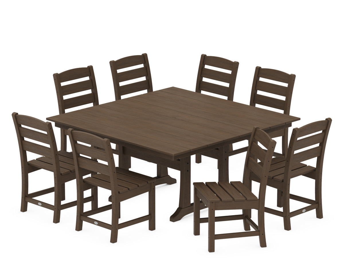 POLYWOOD Lakeside 9-Piece Farmhouse Trestle Dining Set in Kona
