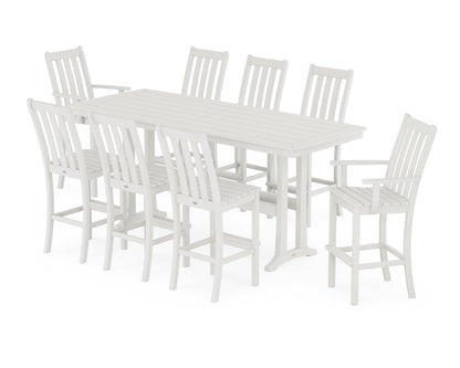 POLYWOOD Vineyard 9-Piece Bar Set with Trestle Legs in Vintage White