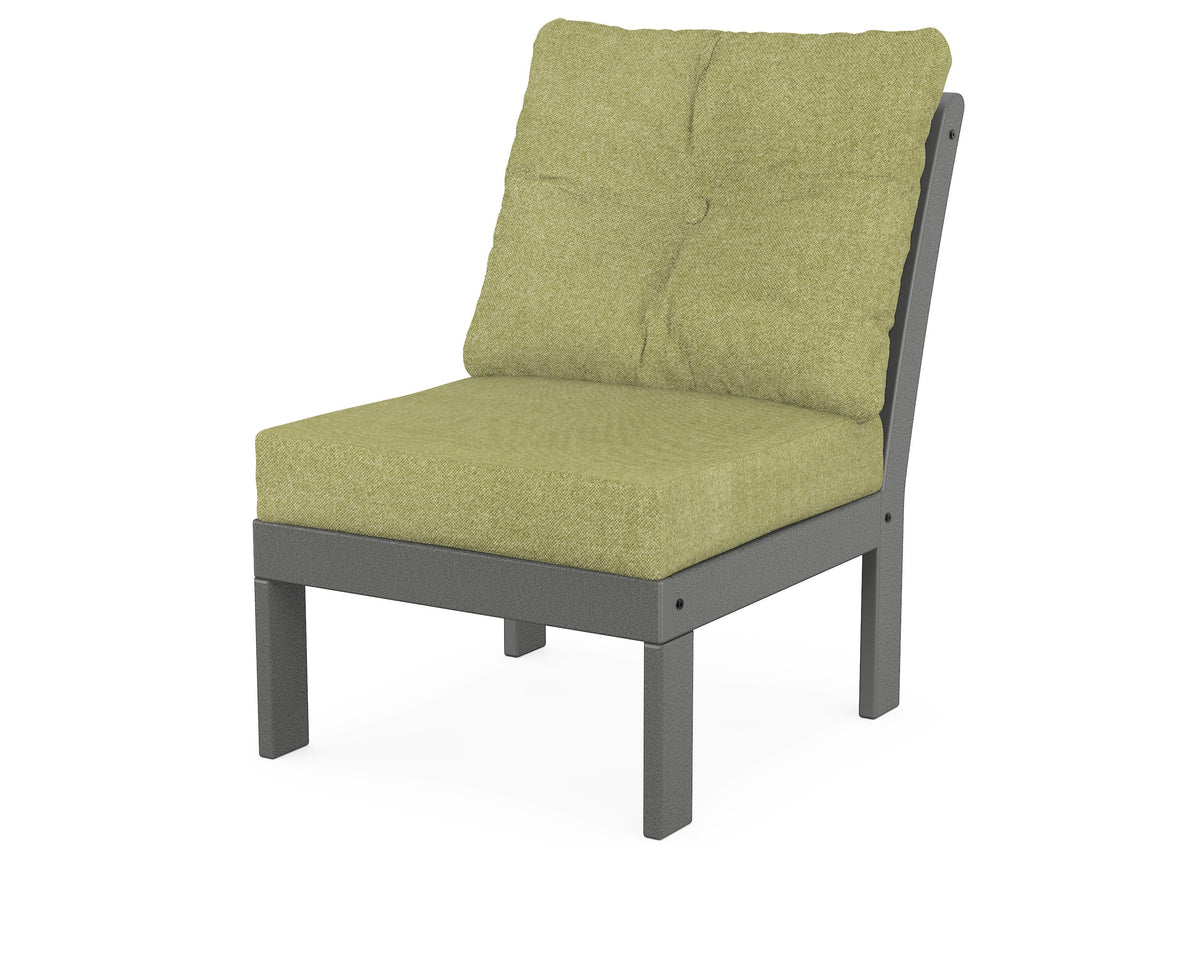 POLYWOOD Vineyard Modular Armless Chair in Slate Grey / Chartreuse Boucle