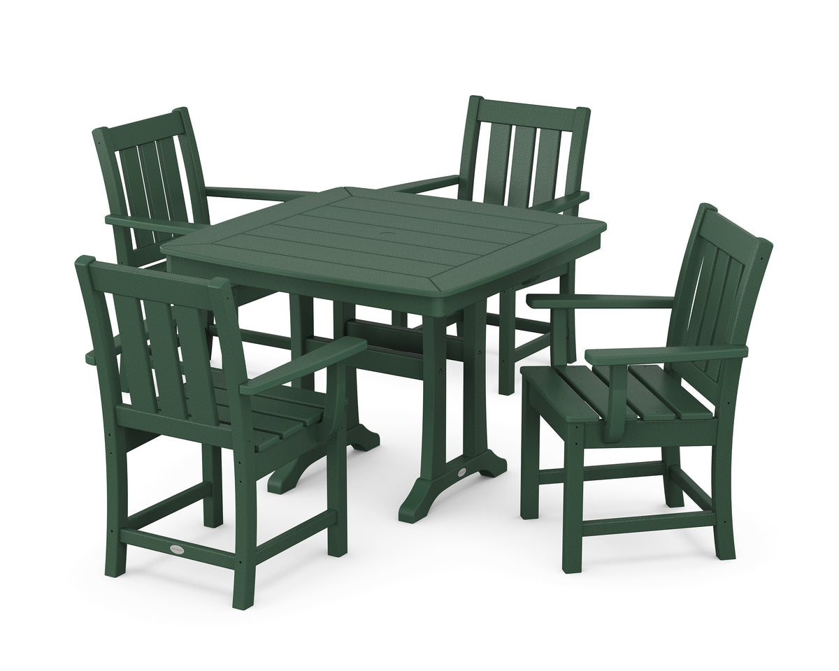 POLYWOOD Oxford 5-Piece Dining Set with Trestle Legs in Green