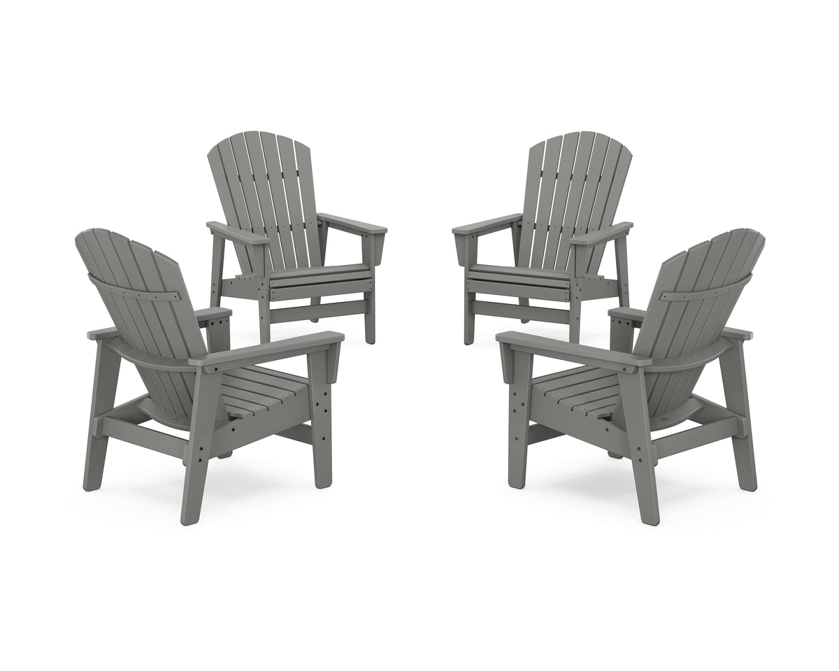 POLYWOOD 4-Piece Nautical Grand Upright Adirondack Chair Conversation Set in Slate Grey