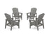 POLYWOOD 4-Piece Nautical Grand Upright Adirondack Chair Conversation Set in Slate Grey