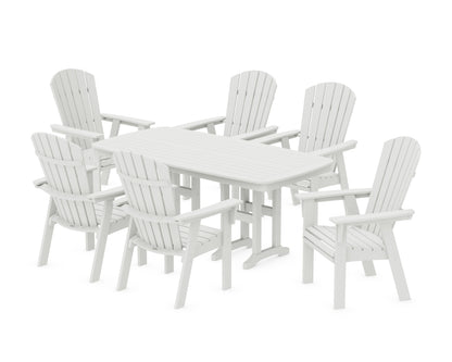 POLYWOOD Nautical Curveback Adirondack 7-Piece Dining Set in Vintage White