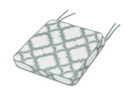 POLYWOOD Chinoiserie Side Chair Seat Cushion in Trellis Glacier Spa