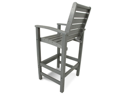 Angled view of the POLYWOOD Signature Bar Chair in Slate Grey