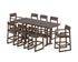 POLYWOOD EDGE 9-Piece Farmhouse Bar Set with Trestle Legs in Mahogany