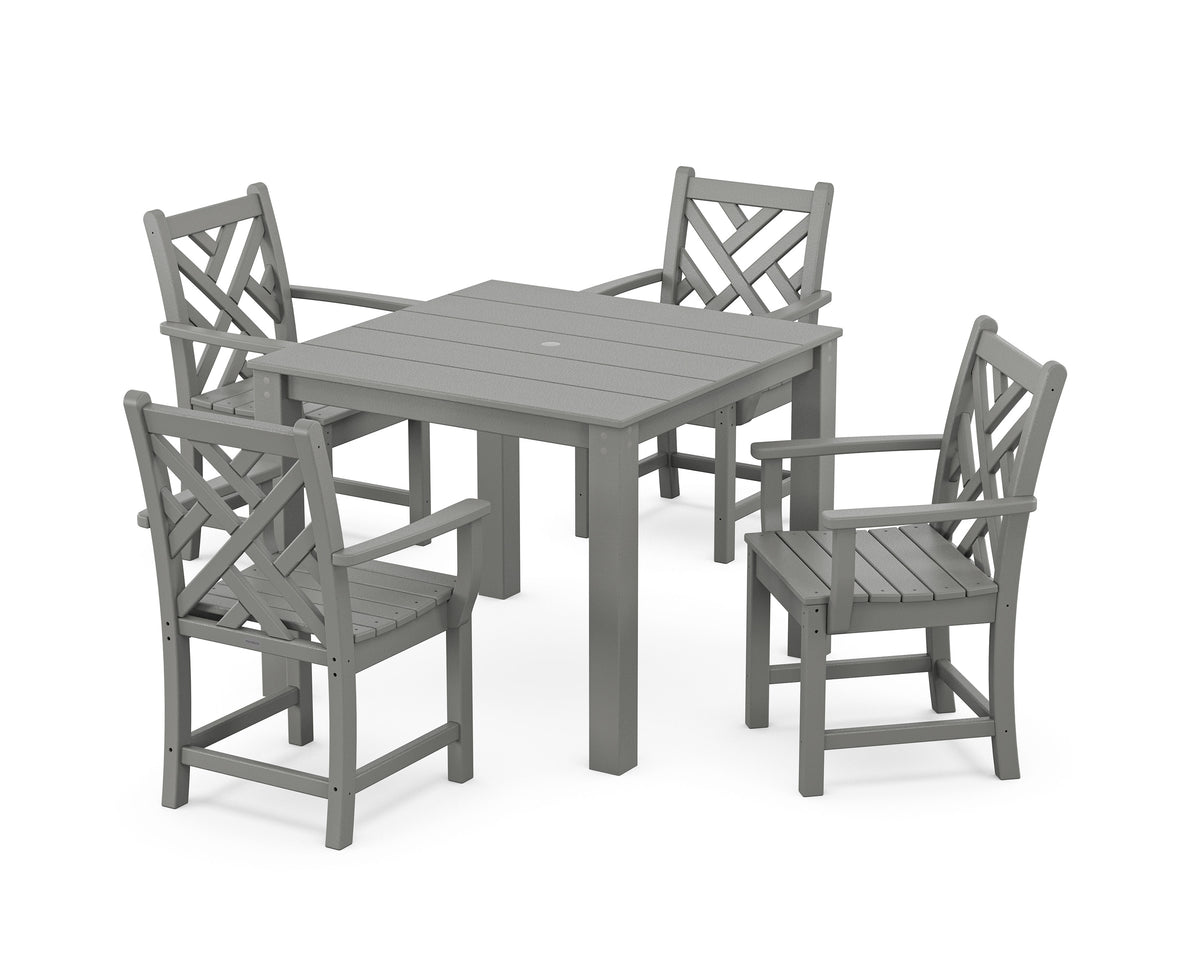 POLYWOOD Chippendale 5-Piece Parsons Dining Set in Slate Grey