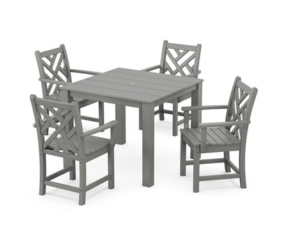 POLYWOOD Chippendale 5-Piece Parsons Dining Set in Slate Grey