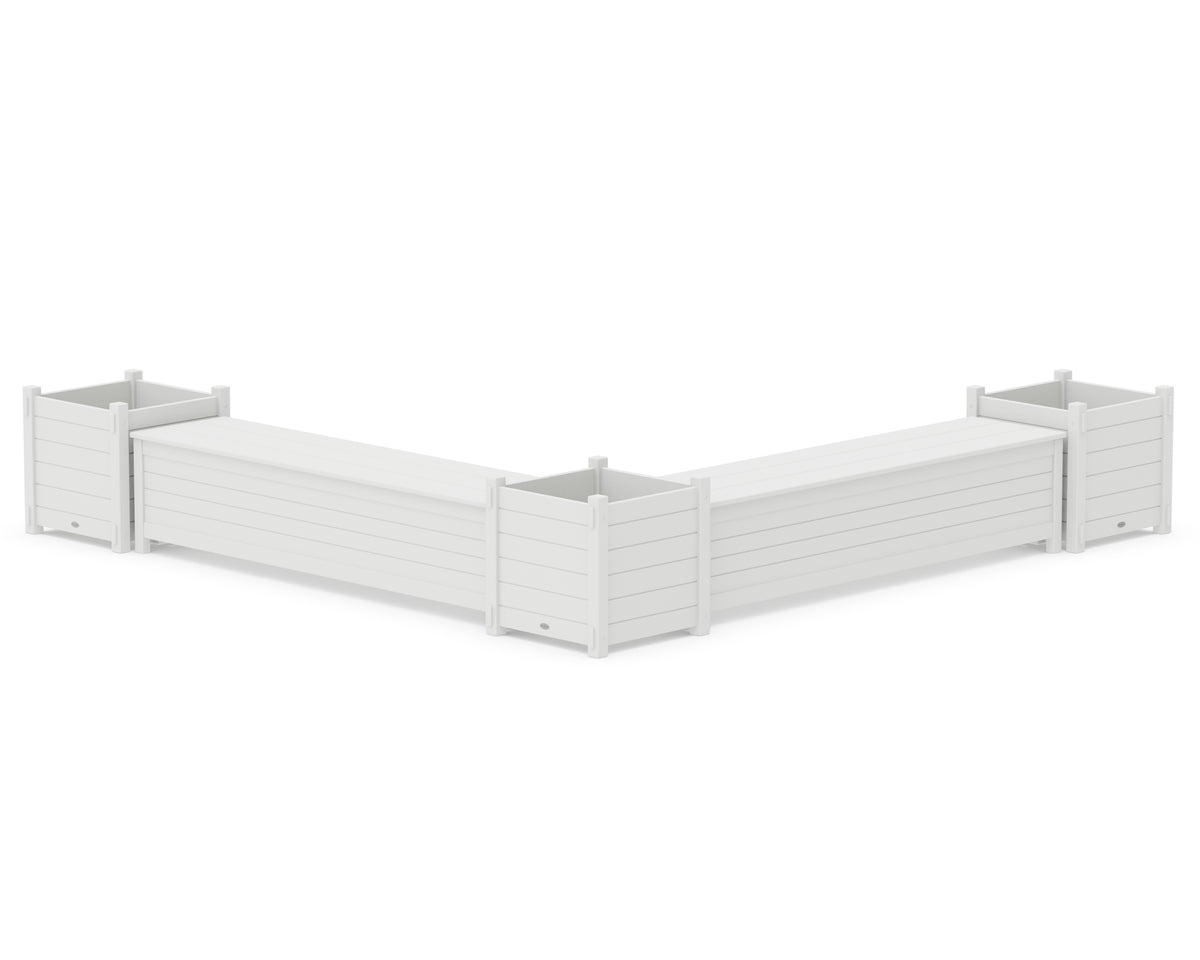 POLYWOOD 72" Nautical L-Shaped Planter Storage Bench Corner Set - Large in White