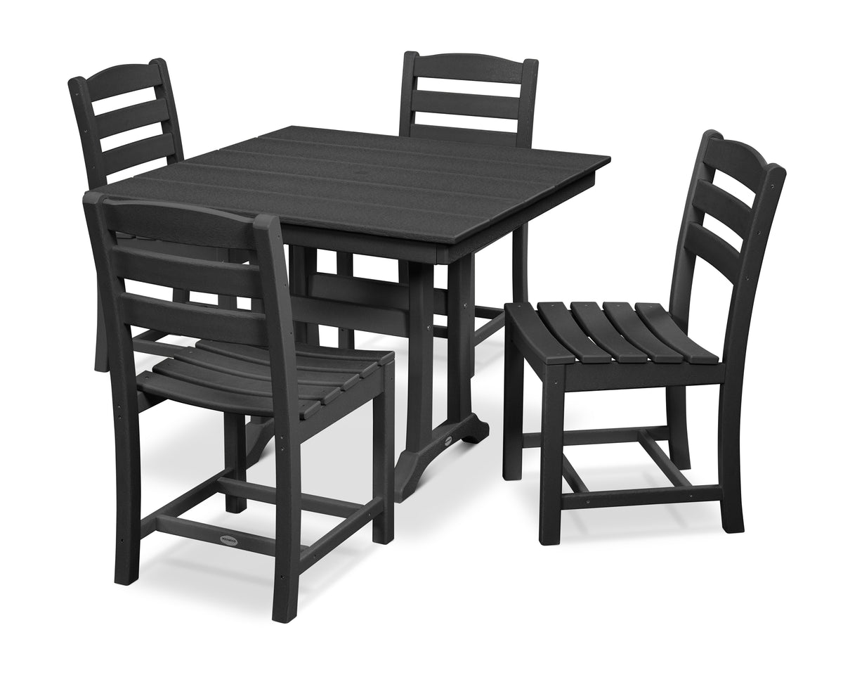 POLYWOOD La Casa Café 5-Piece Side Chair Dining Set in Black