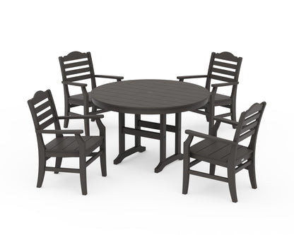 POLYWOOD Savannah 5-Piece Round Farmhouse Dining Set in Vintage Coffee