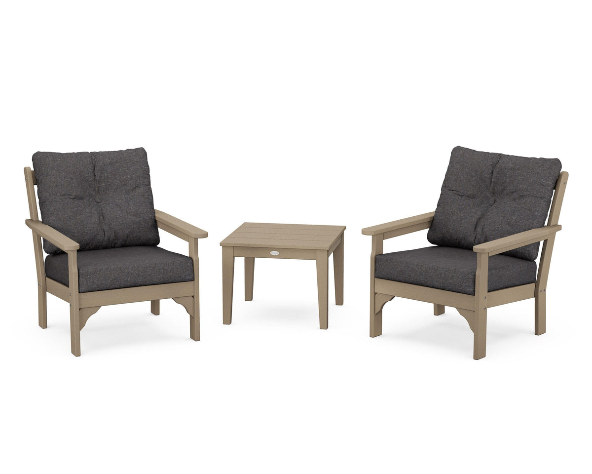 POLYWOOD Vineyard 3-Piece Deep Seating Set in Vintage Sahara / Ash Charcoal