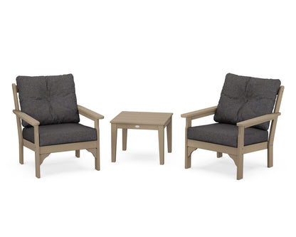 POLYWOOD Vineyard 3-Piece Deep Seating Set in Vintage Sahara / Ash Charcoal