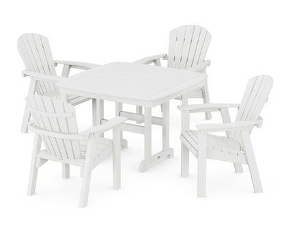 POLYWOOD Seashell 5-Piece Dining Set with Trestle Legs - 44" Table in White