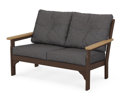 POLYWOOD Vineyard Deep Seating Loveseat in Mahogany / Natural / Ash Charcoal