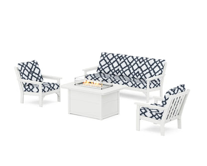 POLYWOOD Vineyard Deep Seating Fire Pit Table Set