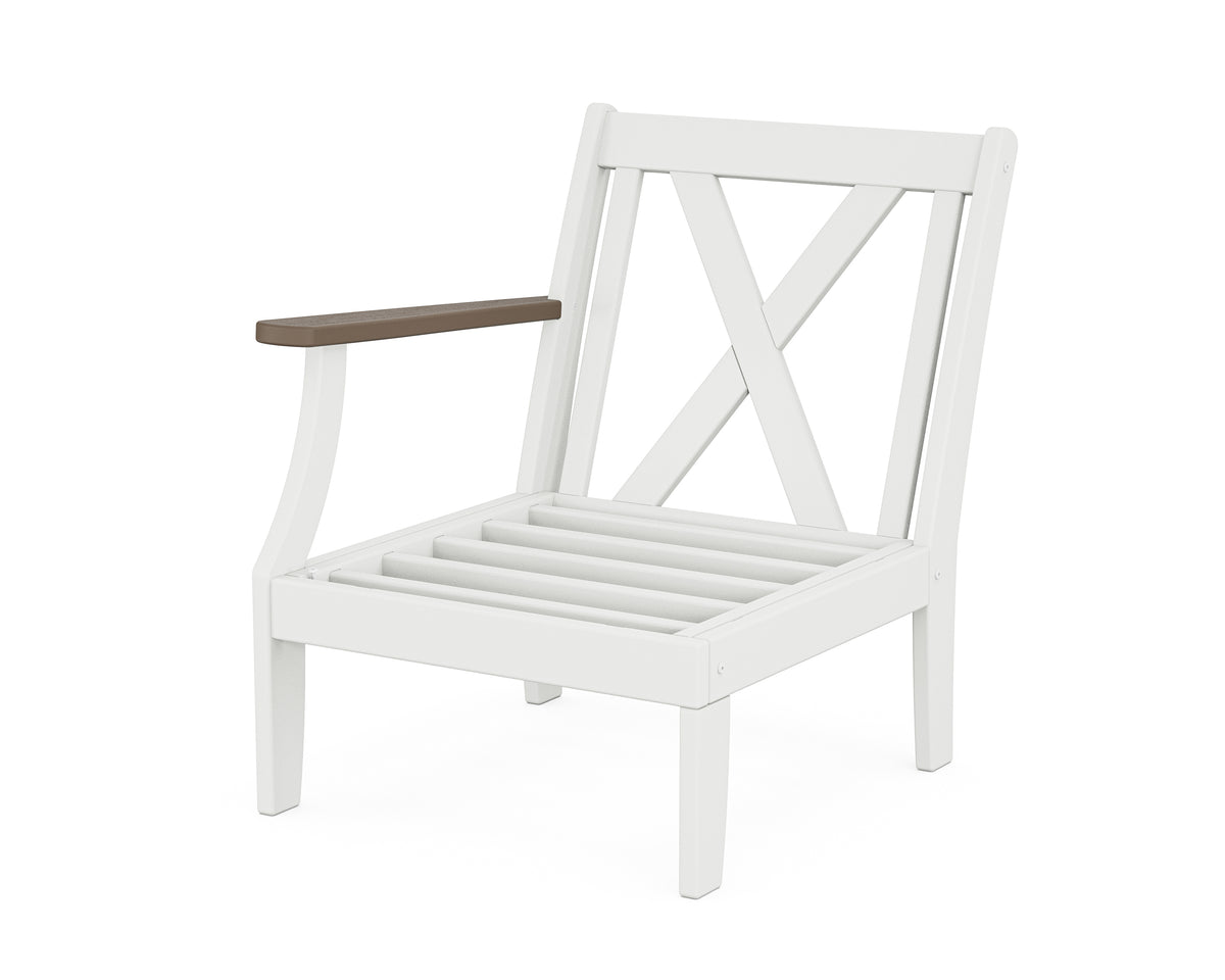 POLYWOOD Braxton Modular Left Arm Chair Frame in White / Kona