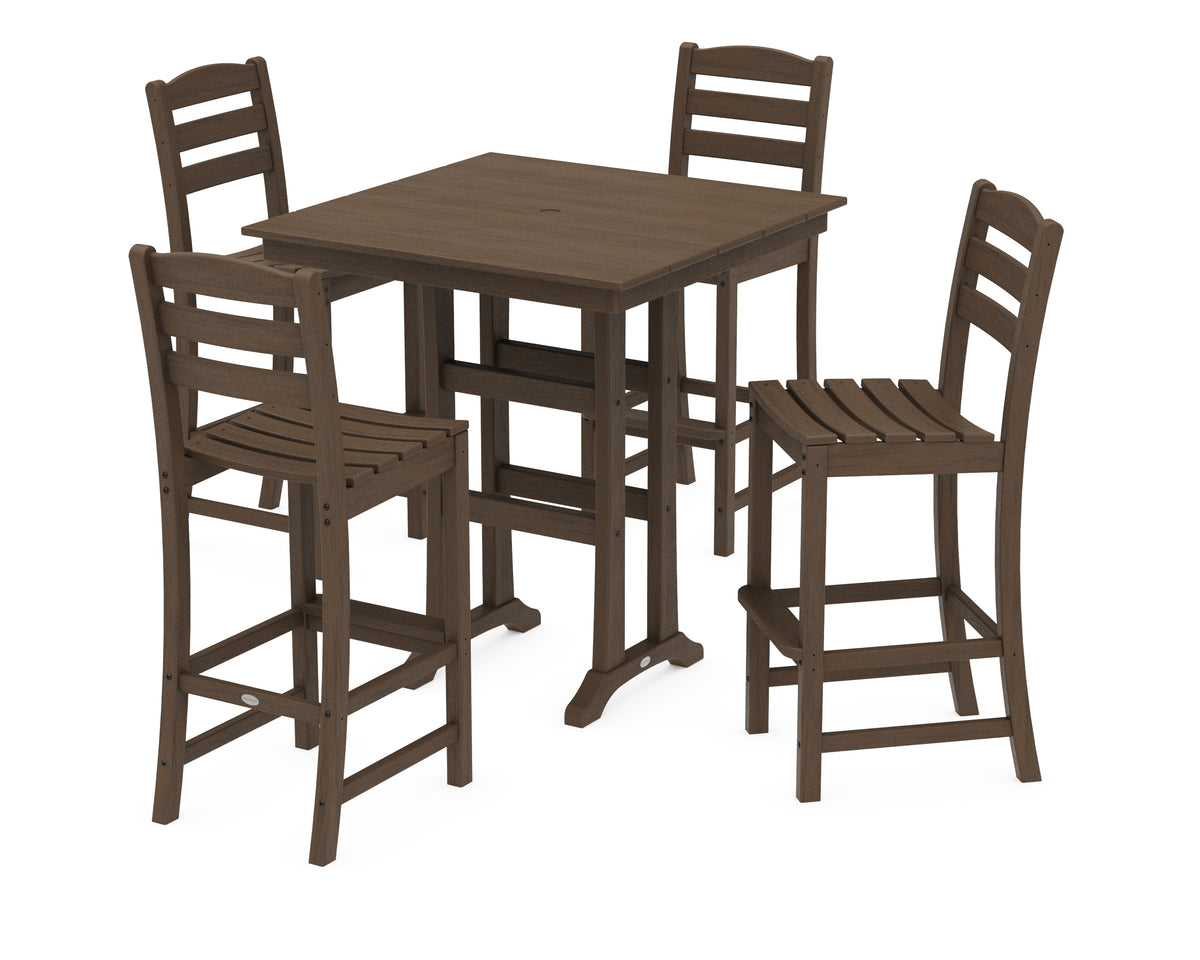 POLYWOOD La Casa Café 5-Piece Farmhouse Trestle Bar Set in Kona