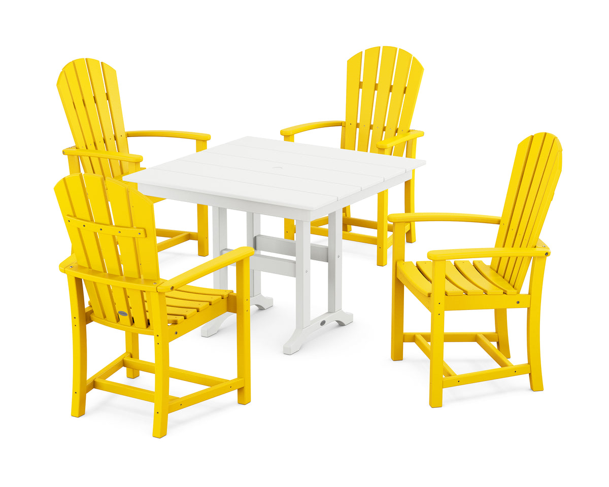 POLYWOOD Palm Coast 5-Piece Farmhouse Dining Set in Lemon / White