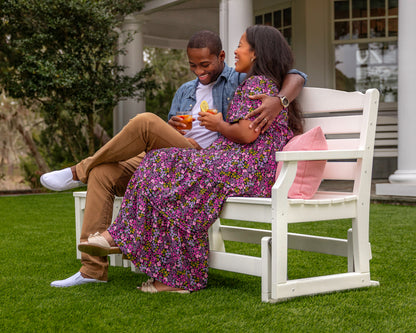 POLYWOOD Savannah 48" Glider in White styled outdoors
