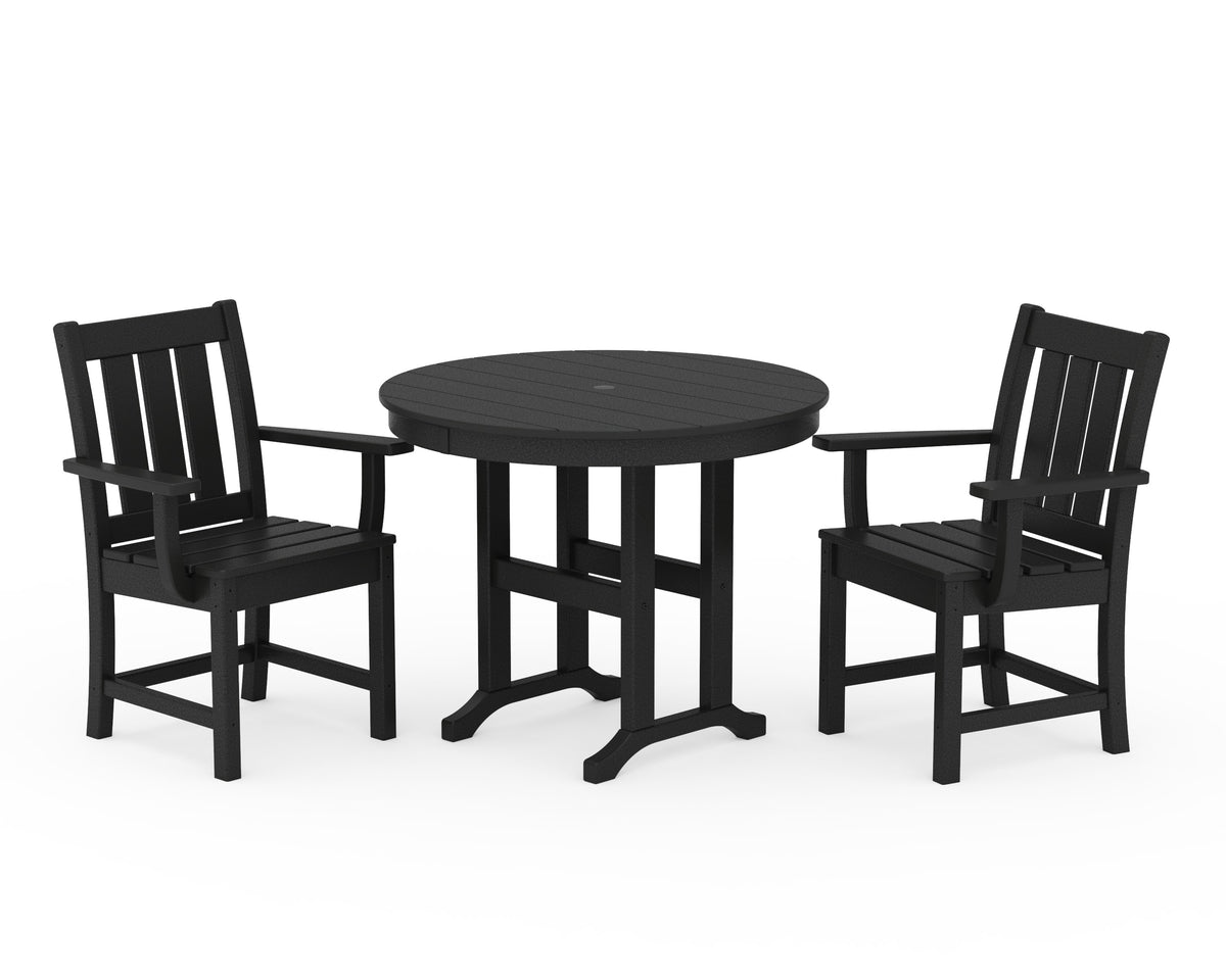 POLYWOOD Oxford 3-Piece Farmhouse Dining Set in Black