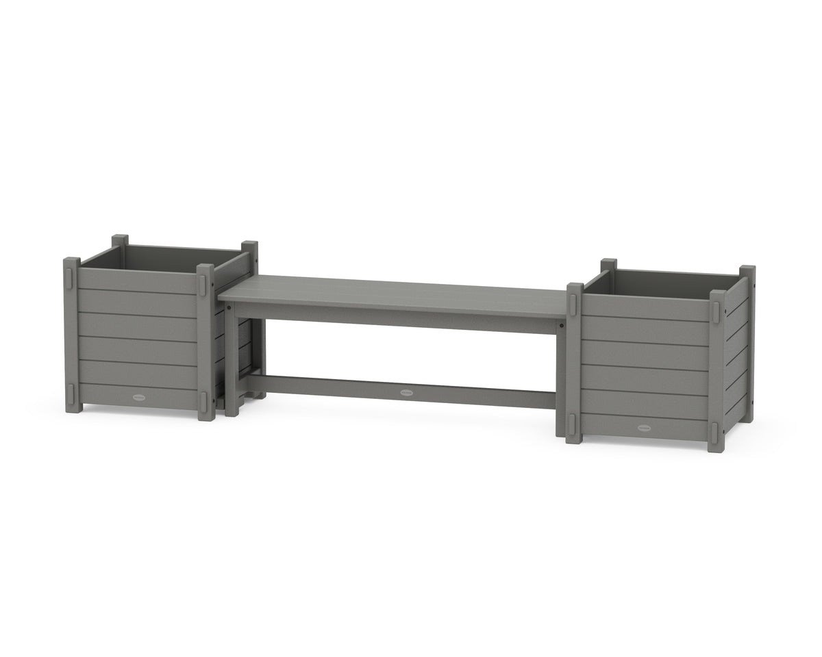 POLYWOOD 48" Nautical Straight Planter Bench Set - Large in Slate Grey