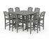 POLYWOOD Savannah 9-Piece Square Farmhouse Bar Set with Trestle Legs in Slate Grey