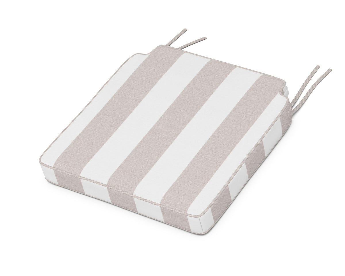 POLYWOOD Acadia Dining Side Seat Cushion in Cabana Stripe Dune Burlap