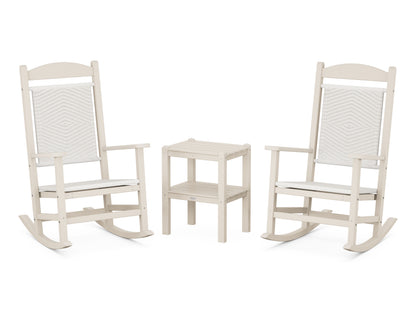 POLYWOOD Presidential Woven Rocker 3-Piece Set in Sand / White Loom