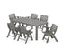 POLYWOOD Nautical Folding Lowback Chair 7-Piece Parsons Dining Set in Slate Grey