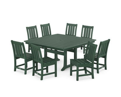 POLYWOOD Oxford Side Chair 9-Piece Square Dining Set with Trestle Legs in Green