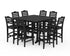 POLYWOOD Savannah 9-Piece Square Bar Set with Trestle Legs in Black