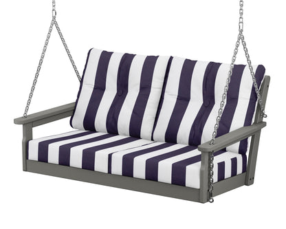POLYWOOD Vineyard Deep Seating Swing in Slate Grey / Cabana Stripe Navy