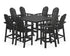 POLYWOOD Vineyard Curveback Adirondack 9-Piece Trestle Bar Set in Black