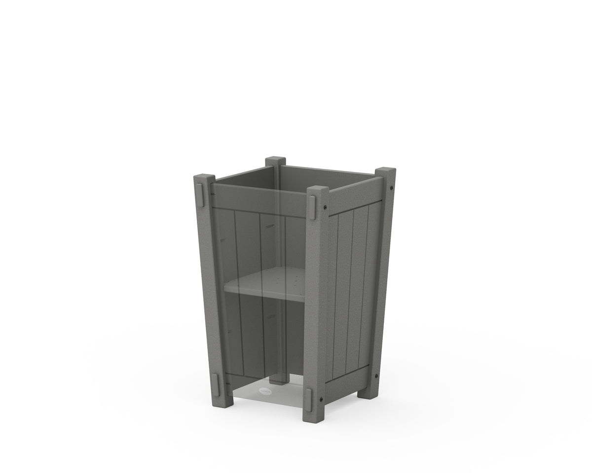 Additional angle of the POLYWOOD Vineyard Tapered Square Short Planter Box in Slate Grey