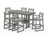 POLYWOOD EDGE Sling 7-Piece Farmhouse Bar Set with Trestle Legs in Slate Grey / Birch